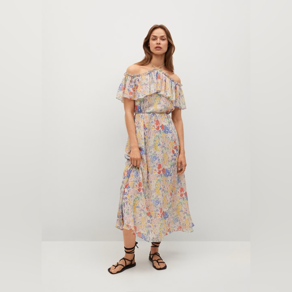 Mango Ruffled Floral Dress